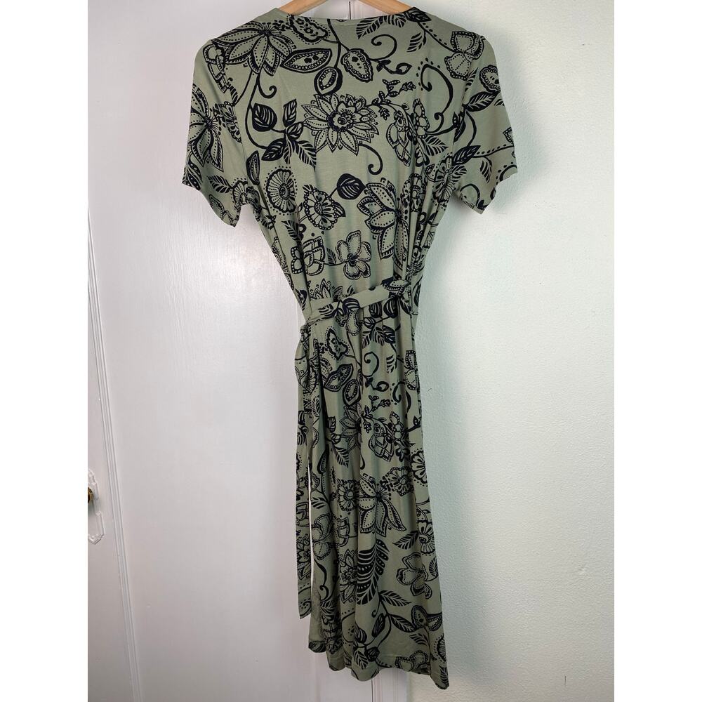 Hanna Andersson Women's PS Green Black Floral Rayon Wrap Dress * - Picture 2 of 7